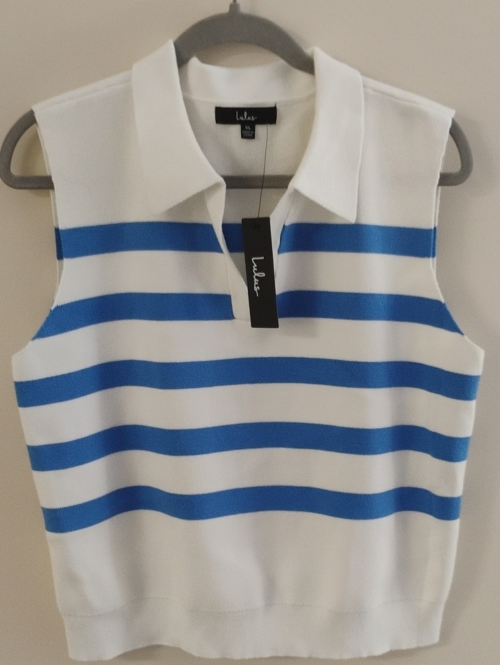 Lulu's White And Blue Striped Sweater Top